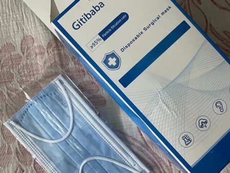 Gitibaba-Single Use Disposable Blue Face Mask, Pack of 3-Ply Masks Facial Cover with Elastic Earloops Great For Home, Office, School, and Outdoors For Sale