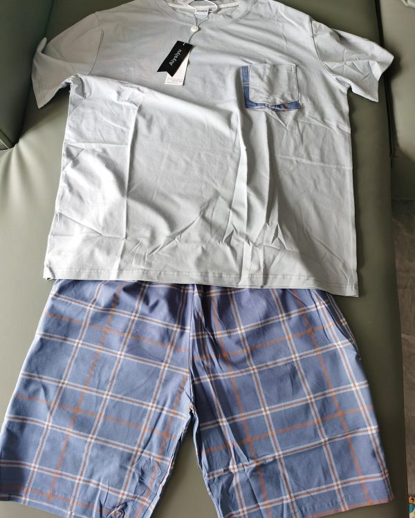 Aiysiyu Men s Heathered Knit Shirt and Shorts Sleep Set on Sale