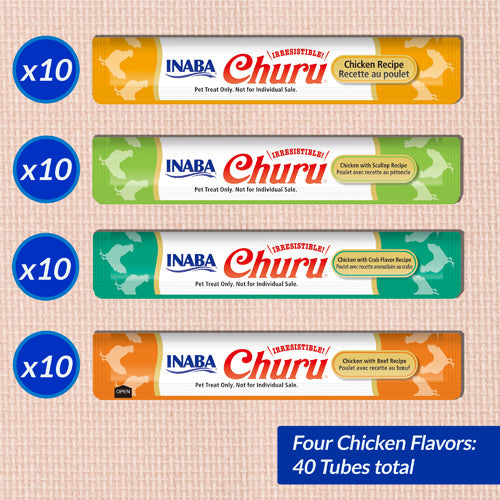 Inaba Churu Chicken Variety Box Recipe Scallop, Crab & Beef Cat Treats (20 oz - 40 ct) For Cheap