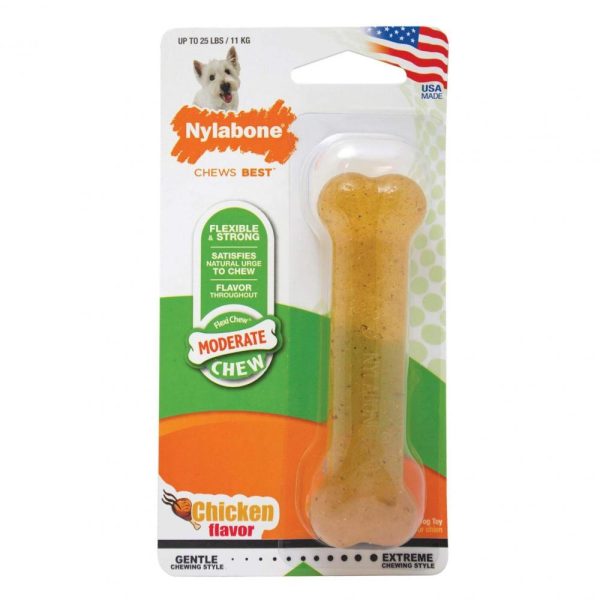 Nylabone FlexiChew Chicken Flavor Bone Dog Toy For Discount