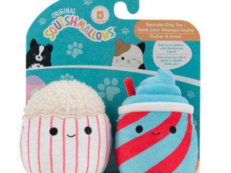 Squishmallows Tucker & Arnel Snacks Squeaky Plush Dog Toy Fashion